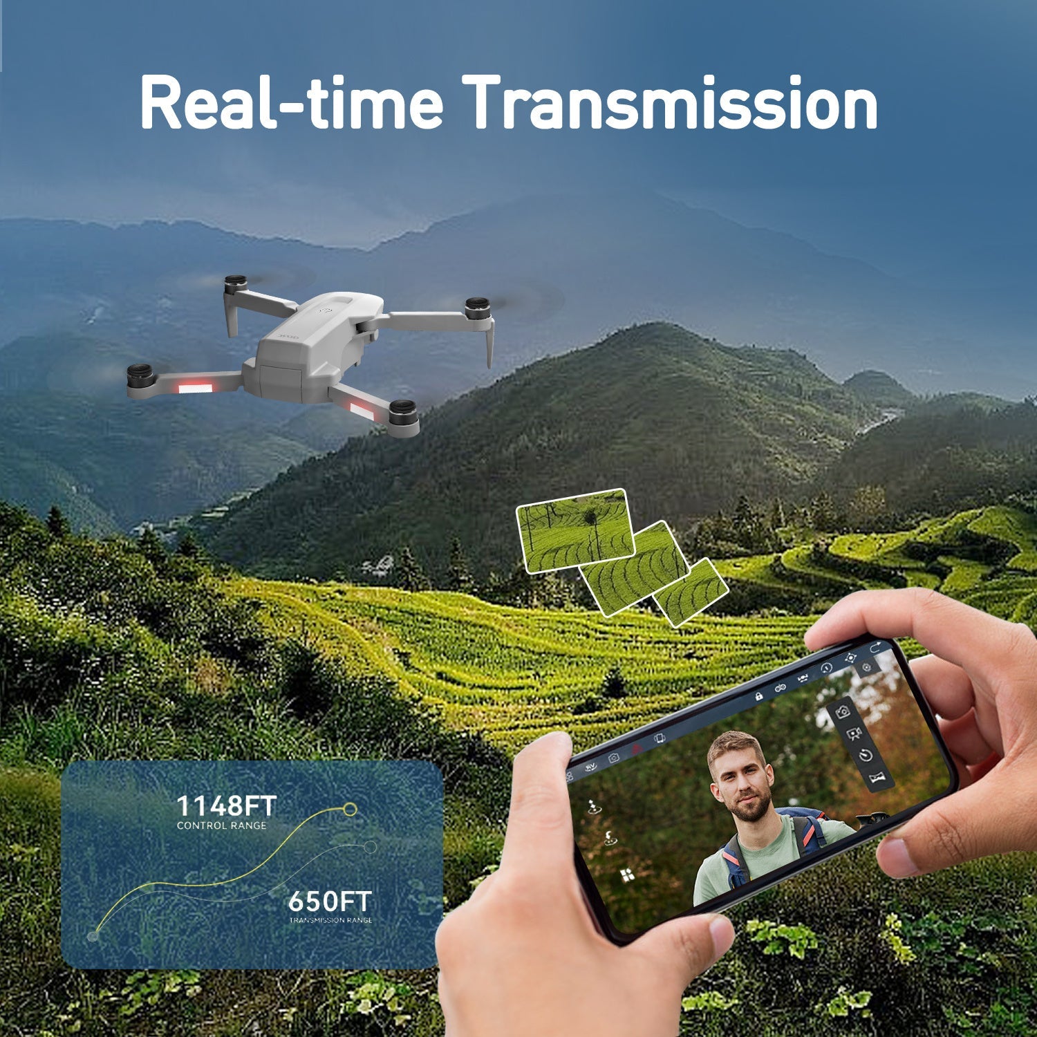 HKM-202515 4DRC F8 GPS RC Drone with 4K Dual Camera, 4.5" HD Screen, Follow Me Mode, and 60 Min Flight Time