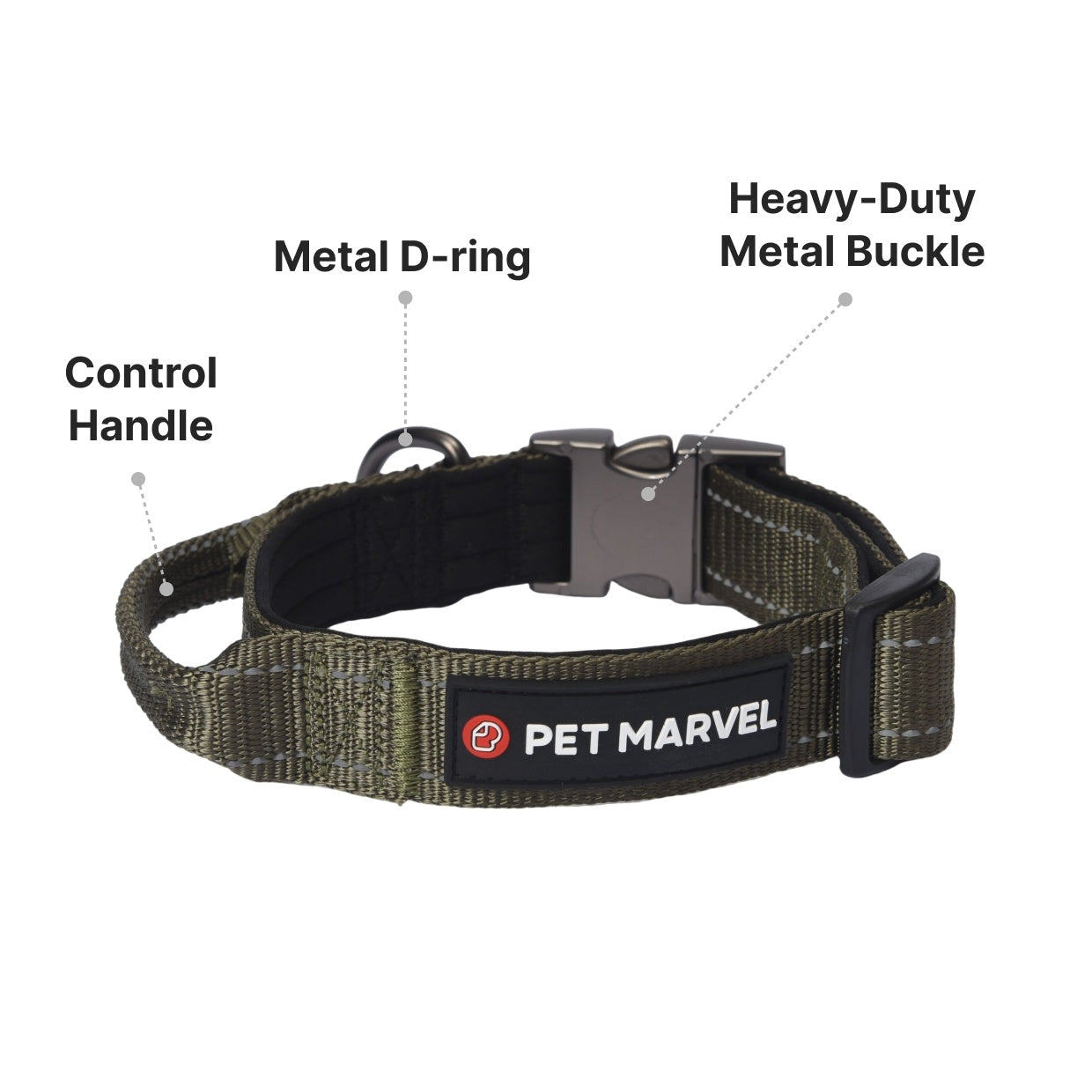 HKM-202515 High-Performance Tactical Dog Collar with Padded Interior and Control Handle