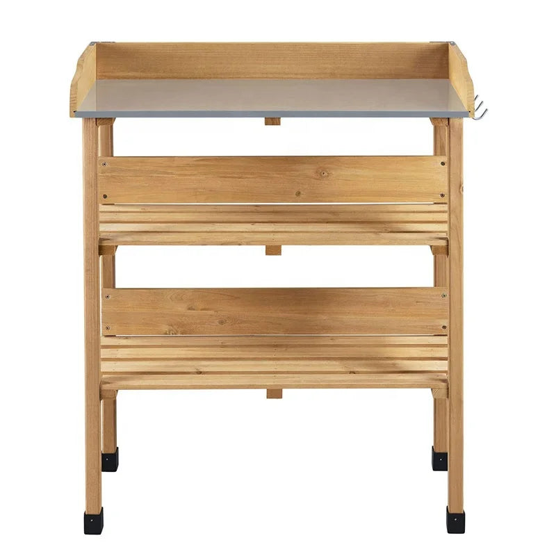 KTX-202515 Wooden Potting Table for Garden Outdoor Decoration