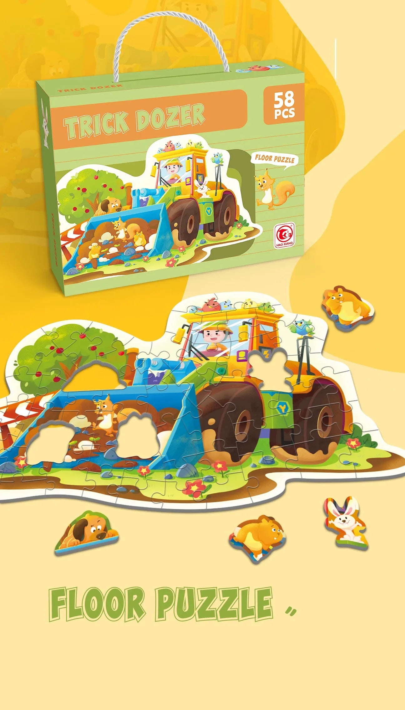 HKM-202835 Large Educational Floor Puzzle for Kids - 100 Cartoon Design with Gift Box
