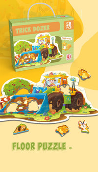 HKM-202835 Large Educational Floor Puzzle for Kids - 100 Cartoon Design with Gift Box