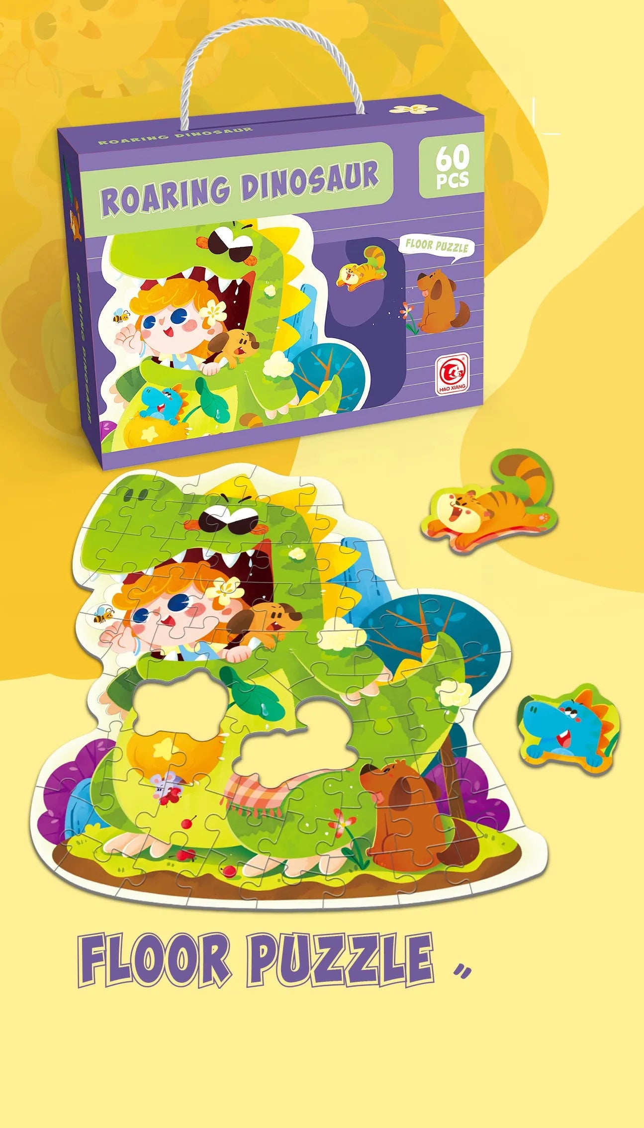 HKM-202835 Large Educational Floor Puzzle for Kids - 100 Cartoon Design with Gift Box
