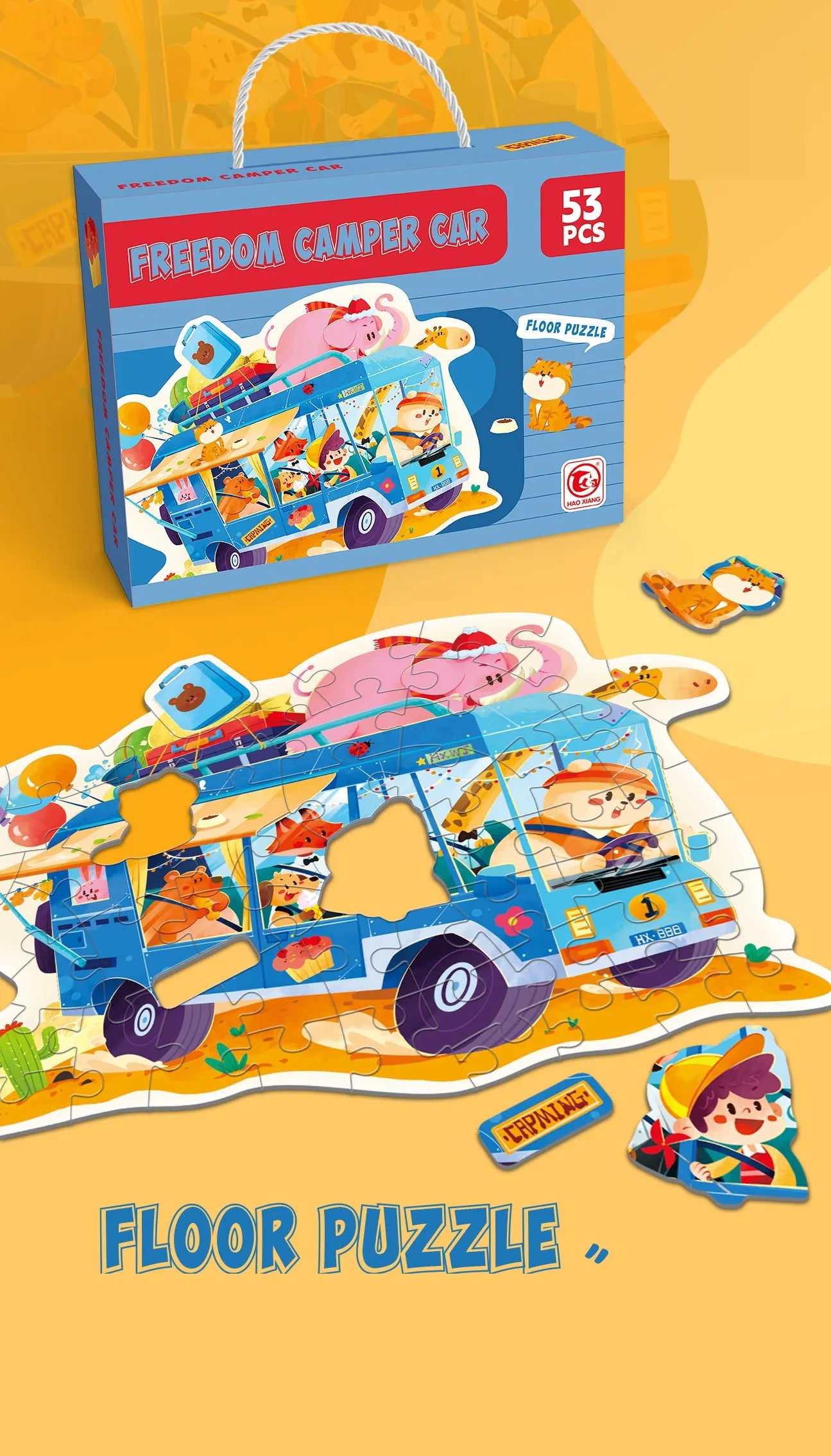 HKM-202835 Large Educational Floor Puzzle for Kids - 100 Cartoon Design with Gift Box