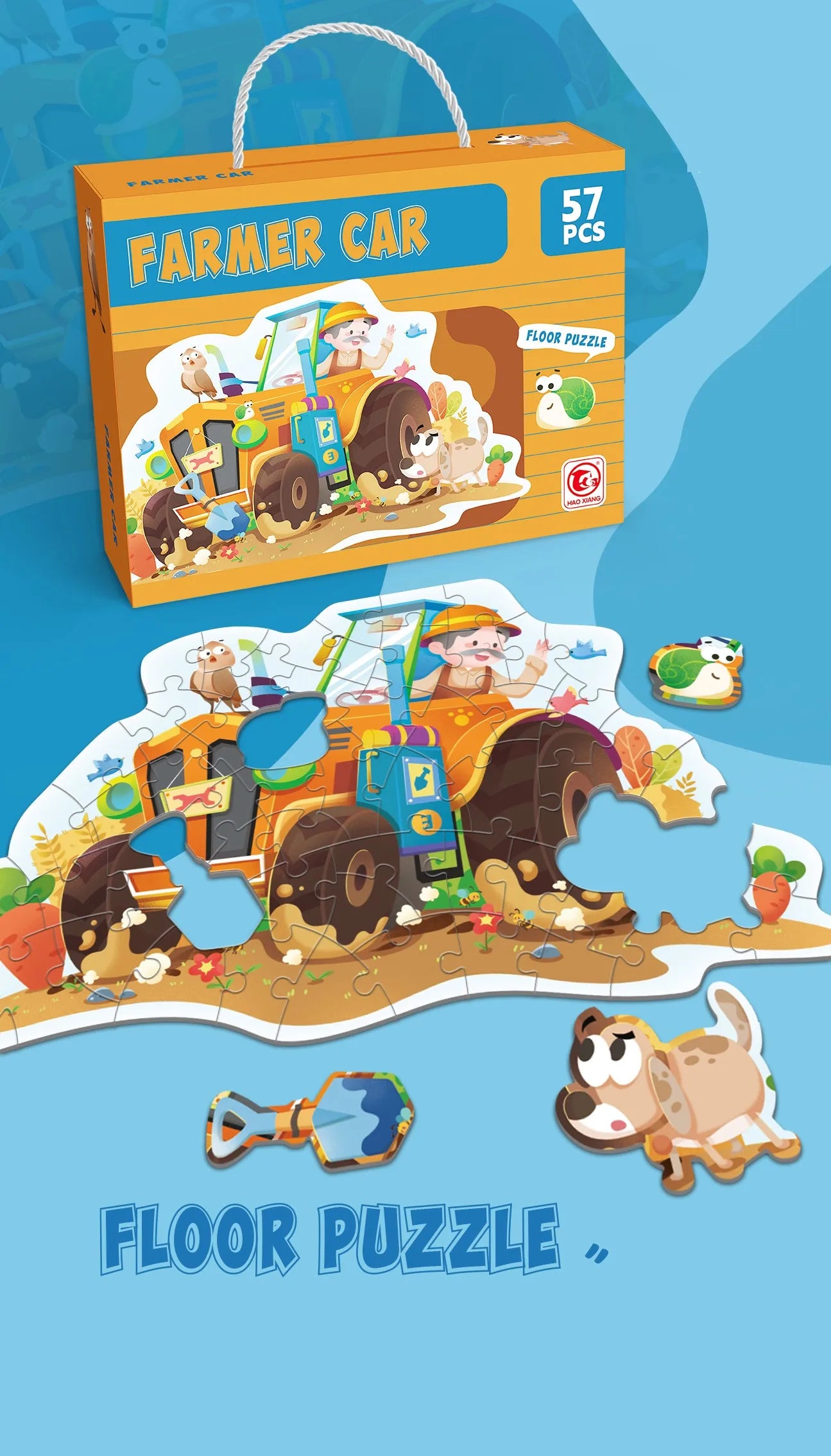 HKM-202835 Large Educational Floor Puzzle for Kids - 100 Cartoon Design with Gift Box