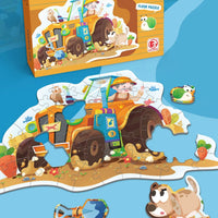 HKM-202835 Large Educational Floor Puzzle for Kids - 100 Cartoon Design with Gift Box