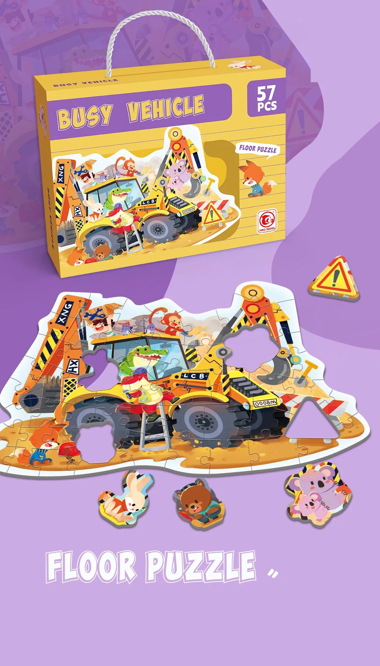 HKM-202835 Large Educational Floor Puzzle for Kids - 100 Cartoon Design with Gift Box