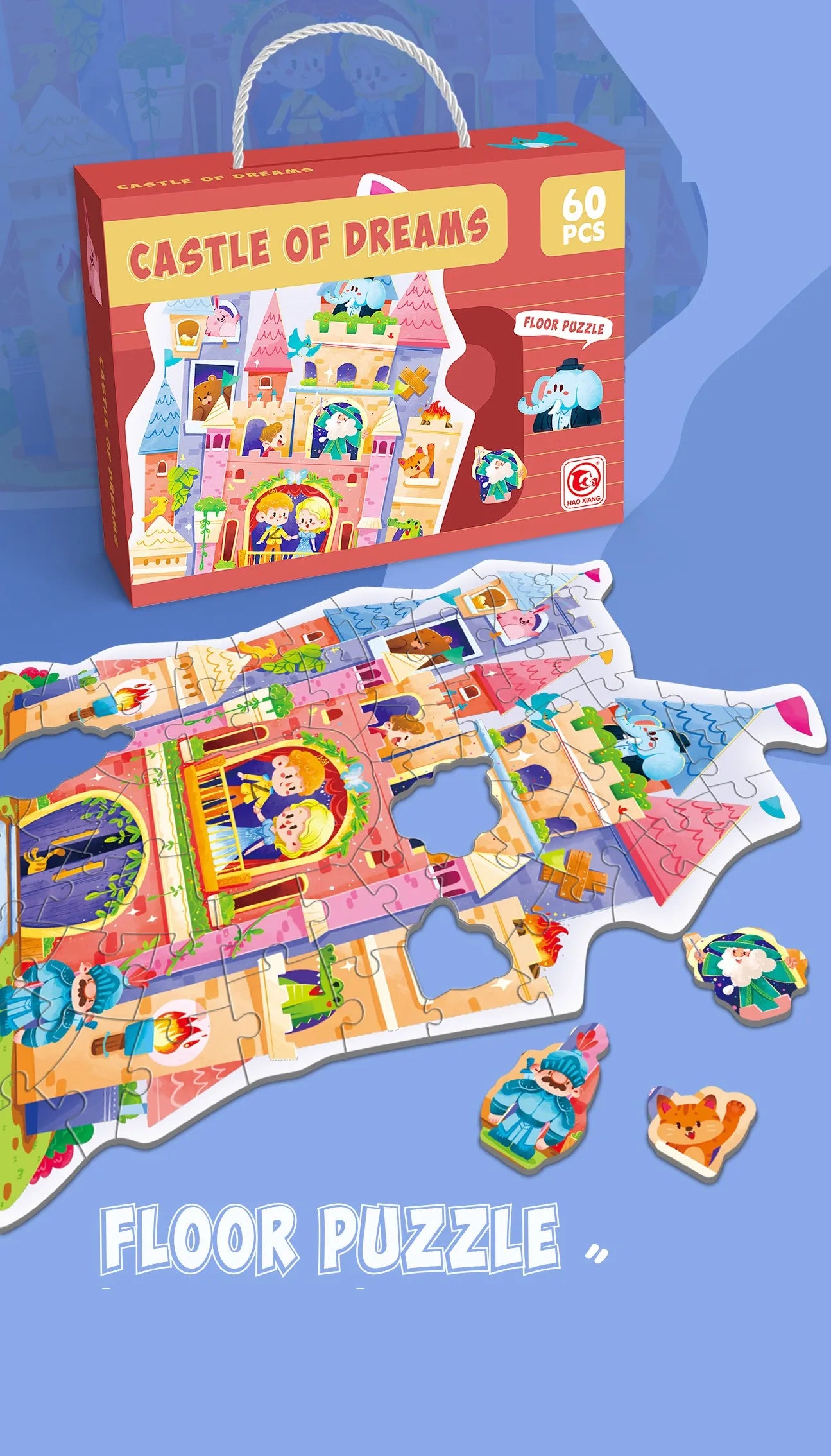 HKM-202835 Large Educational Floor Puzzle for Kids - 100 Cartoon Design with Gift Box