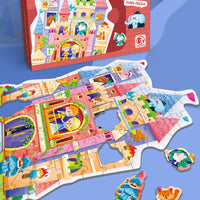 HKM-202835 Large Educational Floor Puzzle for Kids - 100 Cartoon Design with Gift Box