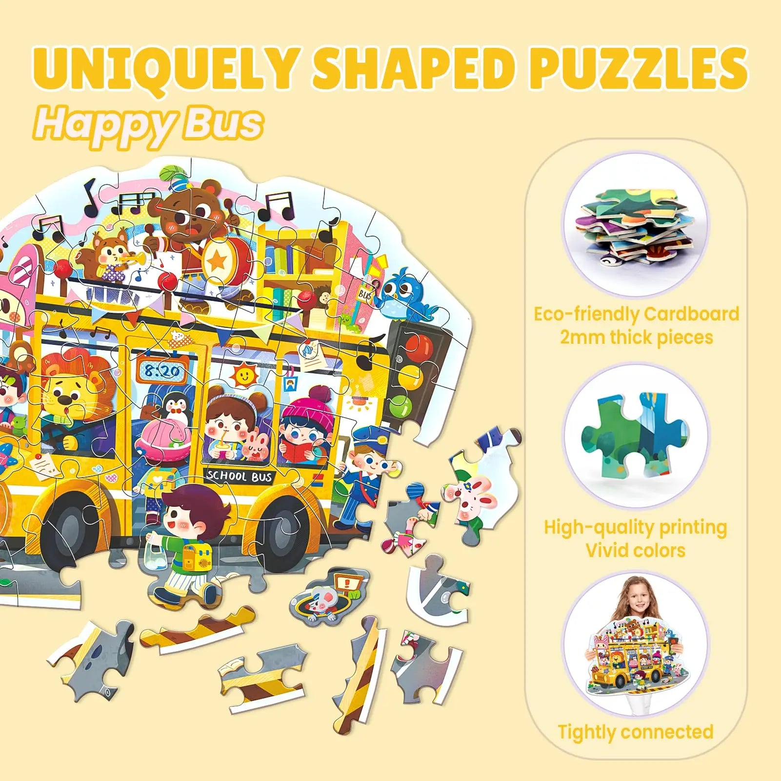 HKM-202835 Large Educational Floor Puzzle for Kids - 100 Cartoon Design with Gift Box