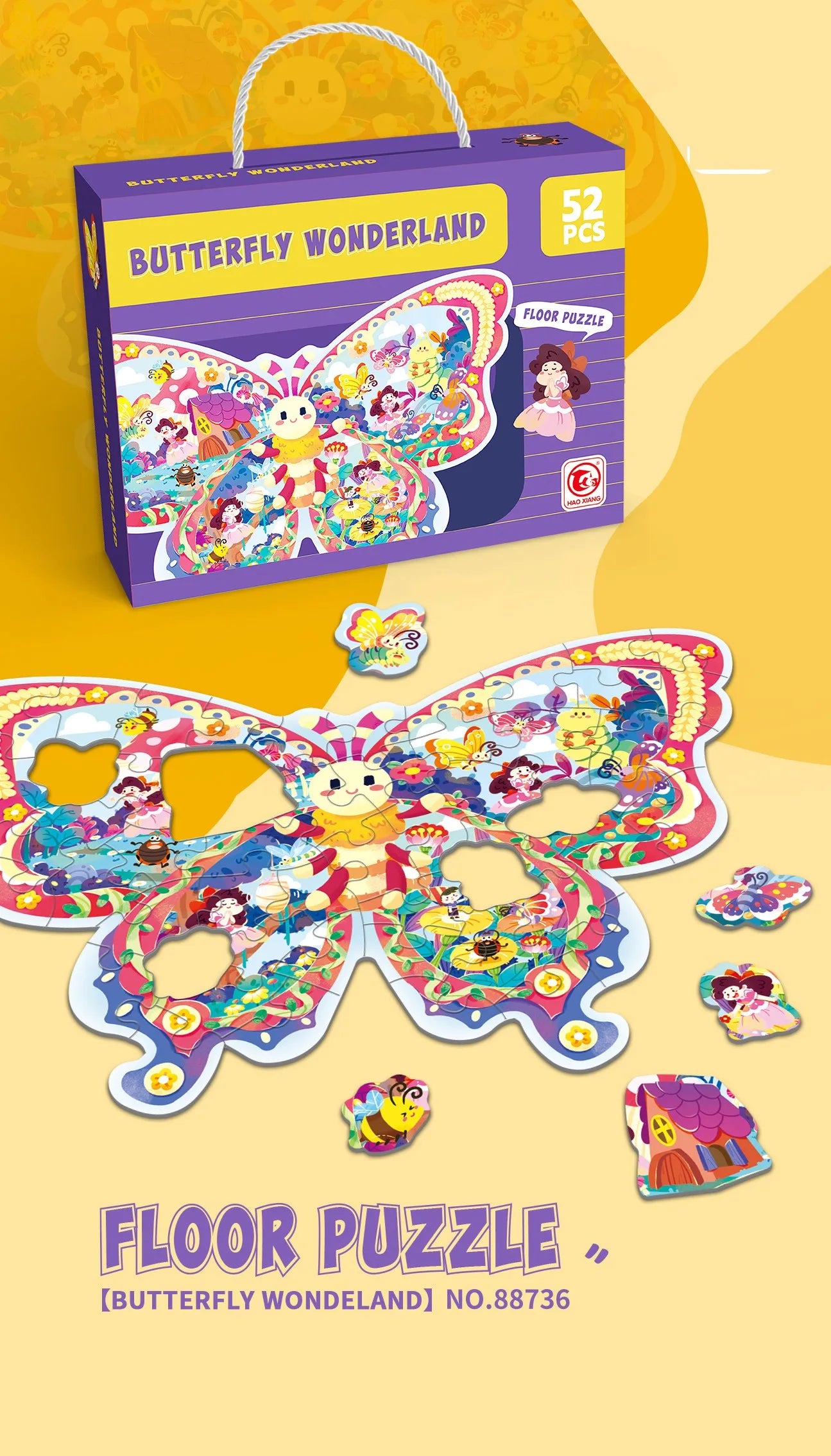 HKM-202835 Large Educational Floor Puzzle for Kids - 100 Cartoon Design with Gift Box