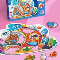 HKM-202835 Large Educational Floor Puzzle for Kids - 100 Cartoon Design with Gift Box