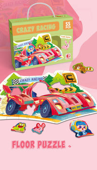 HKM-202835 Large Educational Floor Puzzle for Kids - 100 Cartoon Design with Gift Box