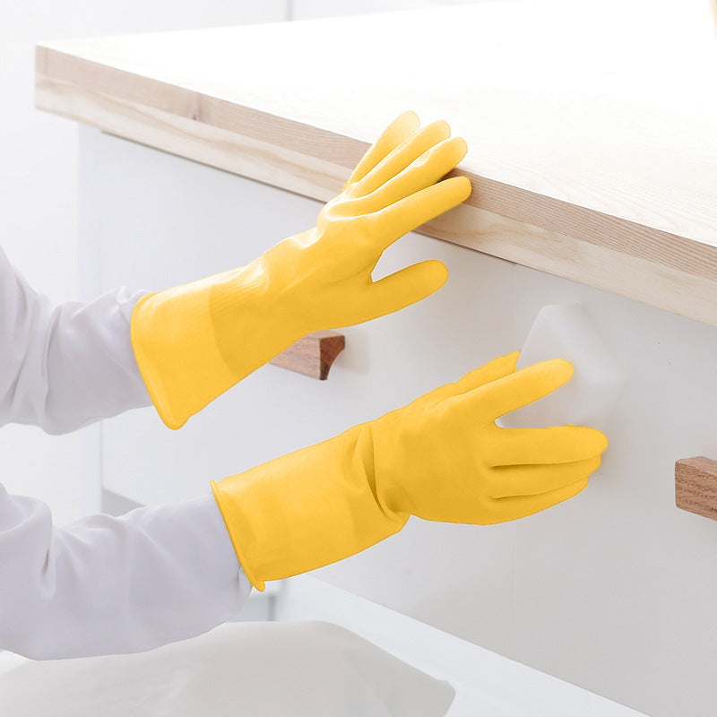 HKM-202835 Thickened Yellow PVC Dishwashing Gloves for Household Use