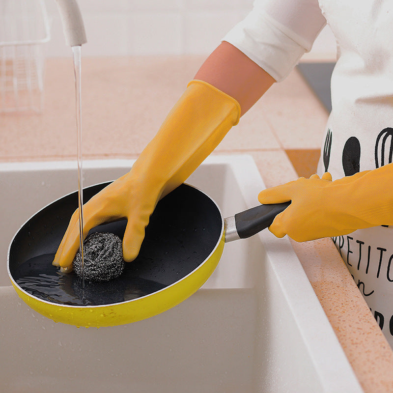 HKM-202835 Thickened Yellow PVC Dishwashing Gloves for Household Use