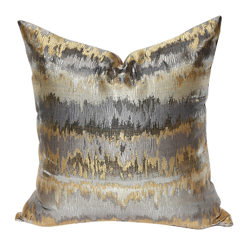 HKM-202963 Luxury Gray and Gold Striped Pillow Case and Cushion Cover, Multiple Sizes Available