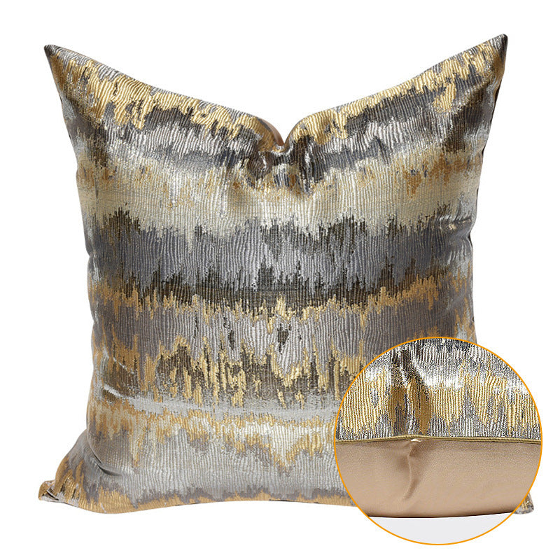 HKM-202963 Luxury Gray and Gold Striped Pillow Case and Cushion Cover, Multiple Sizes Available
