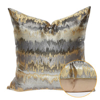 HKM-202963 Luxury Gray and Gold Striped Pillow Case and Cushion Cover, Multiple Sizes Available