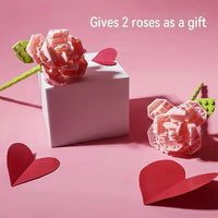 HKM-202963 Pink Bear Building Block Set with Rose - DIY Model Toy for Girls and Women, Perfect for Valentine's Day