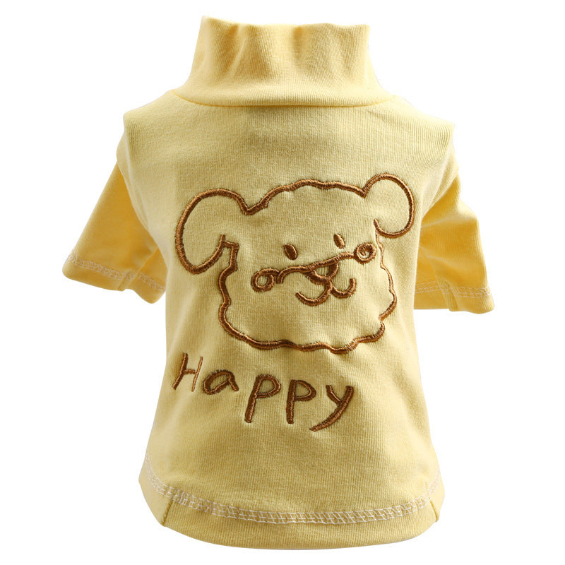 HKM-203027 Happy Puppy Two-Legged Clothing Shirt - Blue & Yellow, Sizes XS to XL