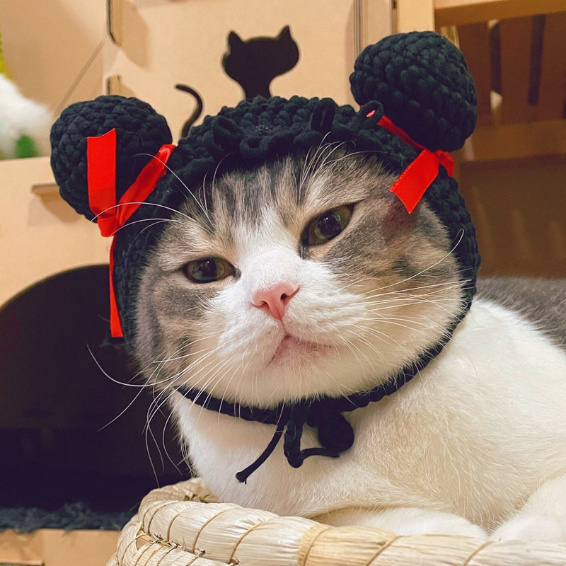 HKM-203155 Cute Wool Cat Head Cover - Available in Bajie, Nezha, and Frog Designs - Sizes S, M, L