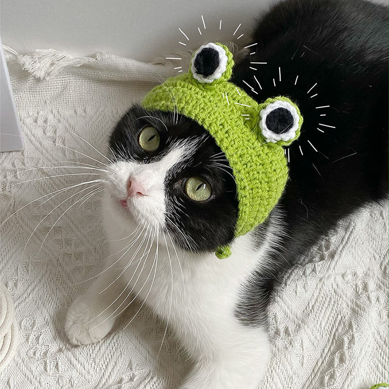 HKM-203155 Cute Wool Cat Head Cover - Available in Bajie, Nezha, and Frog Designs - Sizes S, M, L