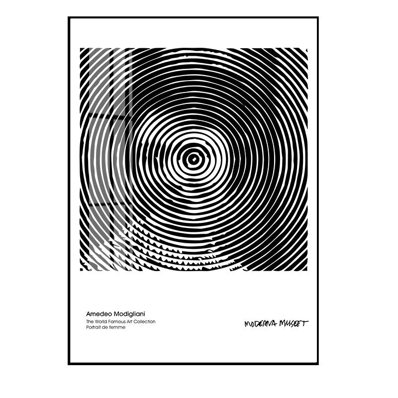 HKM-203155 Nordic Style Black and White Geometric Abstract Painting on Canvas with Solid Wood Frame