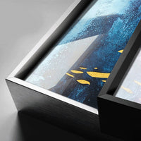 HKM-203155 Nordic Style Black and White Geometric Abstract Painting on Canvas with Solid Wood Frame