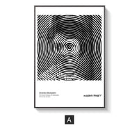 HKM-203155 Nordic Style Black and White Geometric Abstract Painting on Canvas with Solid Wood Frame