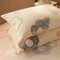 HKM-203155 Warm Flannel Cartoon Printed Fitted Sheet - Cozy Winter Mattress Cover in Various Design Options