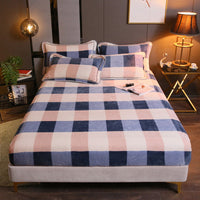 HKM-203155 Warm Flannel Cartoon Printed Fitted Sheet - Cozy Winter Mattress Cover in Various Design Options