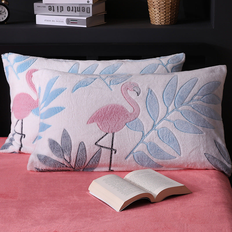 HKM-203155 Warm Flannel Cartoon Printed Fitted Sheet - Cozy Winter Mattress Cover in Various Design Options