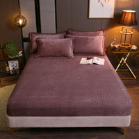 HKM-203155 Warm Flannel Cartoon Printed Fitted Sheet - Cozy Winter Mattress Cover in Various Design Options