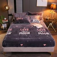HKM-203155 Warm Flannel Cartoon Printed Fitted Sheet - Cozy Winter Mattress Cover in Various Design Options