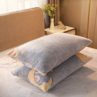 HKM-203155 Warm Flannel Cartoon Printed Fitted Sheet - Cozy Winter Mattress Cover in Various Design Options