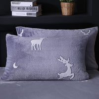 HKM-203155 Warm Flannel Cartoon Printed Fitted Sheet - Cozy Winter Mattress Cover in Various Design Options
