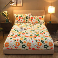 HKM-203155 Warm Flannel Cartoon Printed Fitted Sheet - Cozy Winter Mattress Cover in Various Design Options