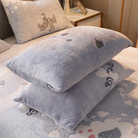 HKM-203155 Warm Flannel Cartoon Printed Fitted Sheet - Cozy Winter Mattress Cover in Various Design Options