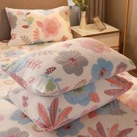 HKM-203155 Warm Flannel Cartoon Printed Fitted Sheet - Cozy Winter Mattress Cover in Various Design Options