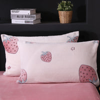 HKM-203155 Warm Flannel Cartoon Printed Fitted Sheet - Cozy Winter Mattress Cover in Various Design Options