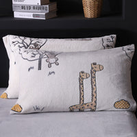 HKM-203155 Warm Flannel Cartoon Printed Fitted Sheet - Cozy Winter Mattress Cover in Various Design Options