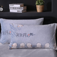 HKM-203155 Warm Flannel Cartoon Printed Fitted Sheet - Cozy Winter Mattress Cover in Various Design Options