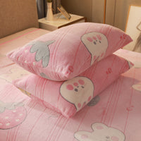 HKM-203155 Warm Flannel Cartoon Printed Fitted Sheet - Cozy Winter Mattress Cover in Various Design Options