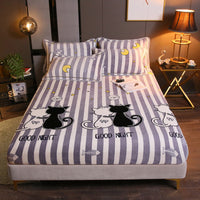 HKM-203155 Warm Flannel Cartoon Printed Fitted Sheet - Cozy Winter Mattress Cover in Various Design Options