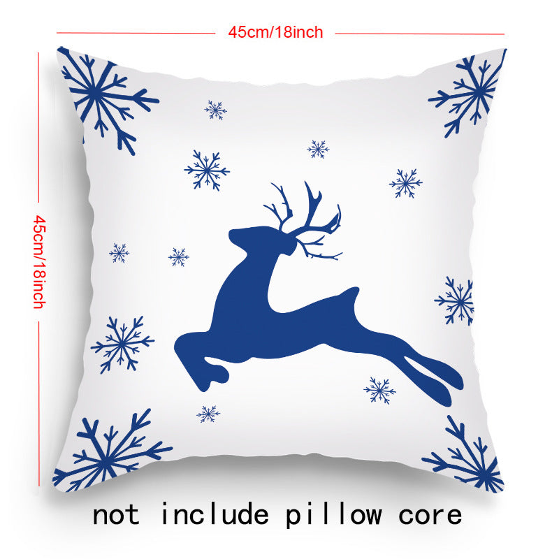 HKM-203219 Cartoon Santa Claus and Elk Holiday Pillow Covers - Decorative Cushion Covers 45x45cm, Multiple Sets Available