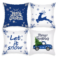 HKM-203219 Cartoon Santa Claus and Elk Holiday Pillow Covers - Decorative Cushion Covers 45x45cm, Multiple Sets Available