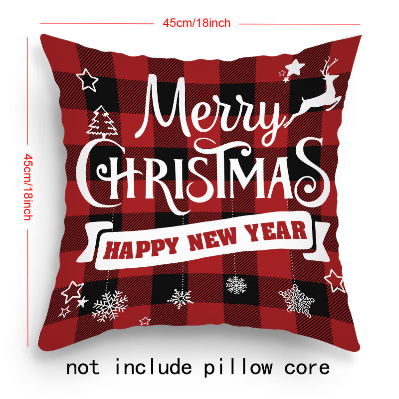 HKM-203219 Cartoon Santa Claus and Elk Holiday Pillow Covers - Decorative Cushion Covers 45x45cm, Multiple Sets Available