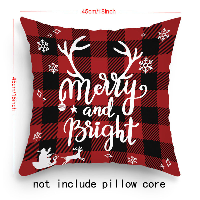 HKM-203219 Cartoon Santa Claus and Elk Holiday Pillow Covers - Decorative Cushion Covers 45x45cm, Multiple Sets Available