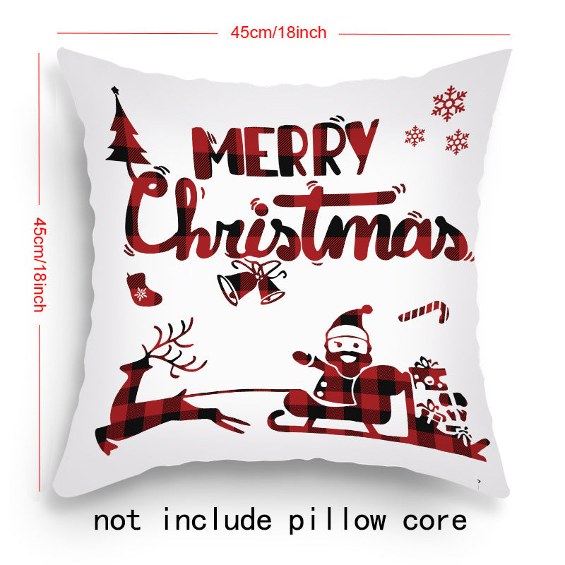 HKM-203219 Cartoon Santa Claus and Elk Holiday Pillow Covers - Decorative Cushion Covers 45x45cm, Multiple Sets Available