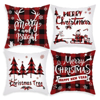 HKM-203219 Cartoon Santa Claus and Elk Holiday Pillow Covers - Decorative Cushion Covers 45x45cm, Multiple Sets Available
