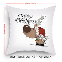 HKM-203219 Cartoon Santa Claus and Elk Holiday Pillow Covers - Decorative Cushion Covers 45x45cm, Multiple Sets Available